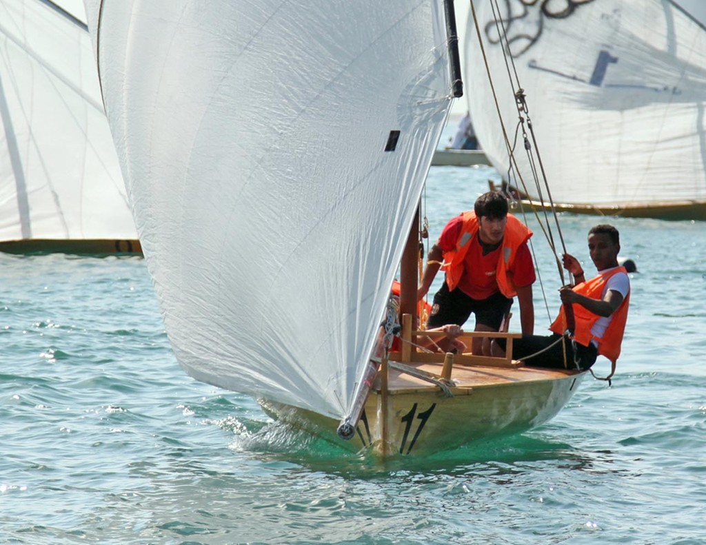 Ready for action on Al Za’eem - Dubai Traditional 22ft Dhow Sailing Championships © Sharon Allison http://www.dimc.ae